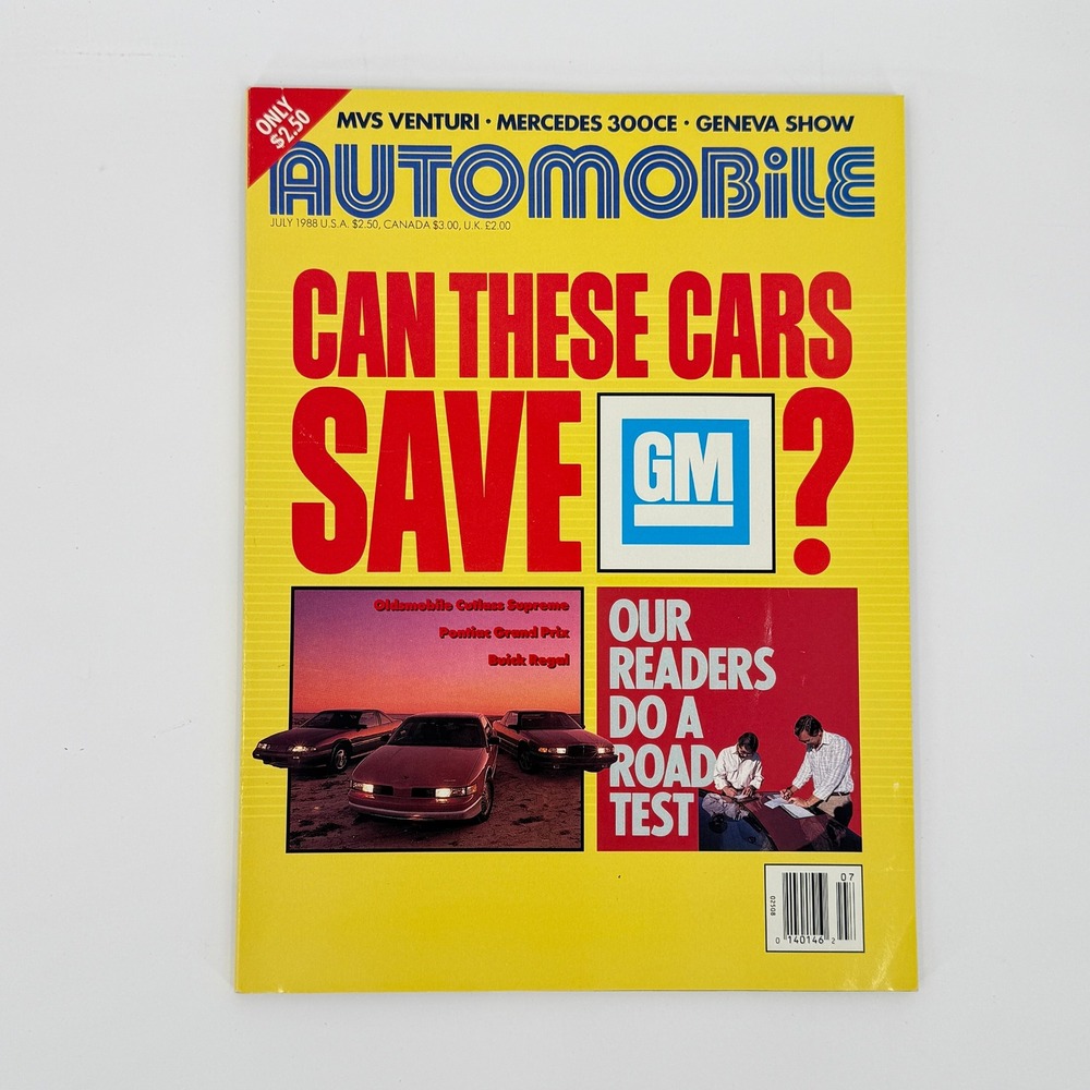 Automobile Magazine July 1988 MVS Venturi Mercedes 300CE GM Fiero Road Test